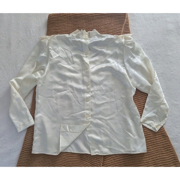 VTG Worthington Long Sleeve Lace Collar Blouse Womens Sz 18 Cottagecore Regency - Picture 2 of 7